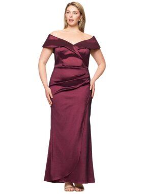 Xscape Wine Red Satin Plus Size Evening Gown Size 22